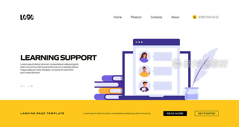 Learning Support Concept Vector Illustration for Landing Page Template, Website Banner, Advertisement and Marketing Material, Online Advertising, Business Presentation etc.